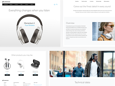 Sennheiser homepage redesign branding clean design gray headphones interfaces music product sennheiser simple typography uxui web design website