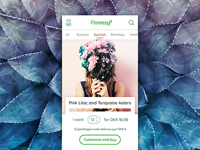 Copenhagen Flower Shop App Concept app bouquet clean design floral flowers mobile plants rounded simple ui