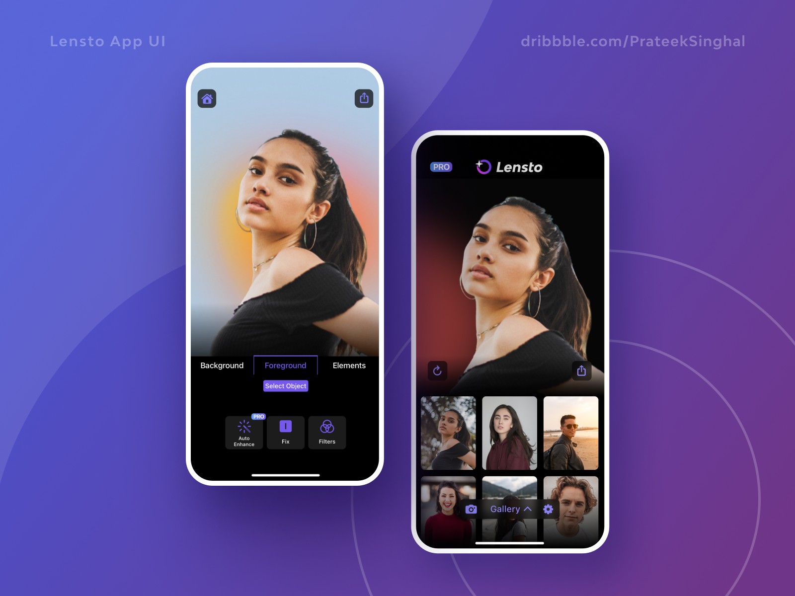 Lensto Photo Editing App Design by Prateek Singhal on Dribbble