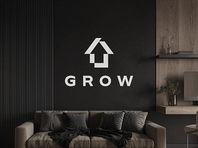 G R O W™ arrow brand brand design branding creative graphic design home house illustration logo logos logotype real estate ui up visual