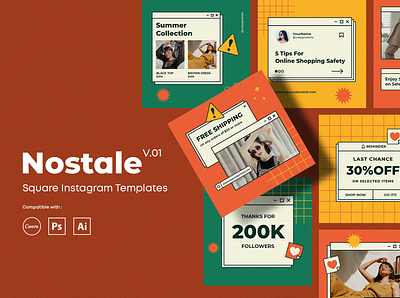 Nostale - Canva Templates advertising branding creative design free download graphic design illustration rebelab ui