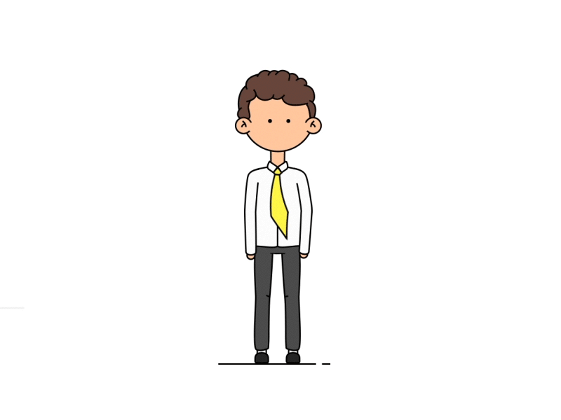Little Guy Waiting 2d 3d animation business character joystick suit time