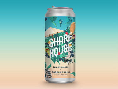 ShareHouse Summer Kolsch beer beer branding beer can beer label design illustration typography
