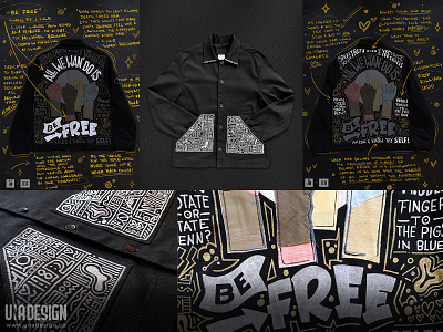 Liberty Freedom-Fist Jacket art dribbble fashion fashion design graphicdesign illustration jacket lettering type