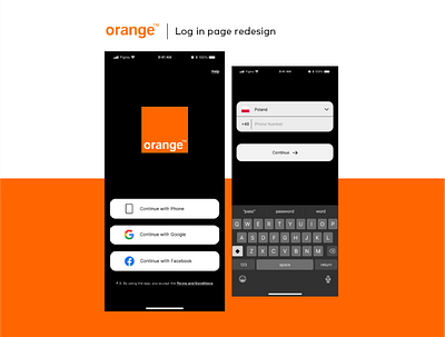 Orange :: log in page redesign app design figma productdesign ui ux