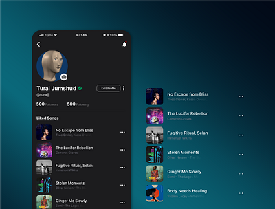 Daily UI :: Music App Profile app design figma productdesign ui ux