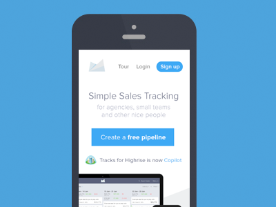 Clean mobile layout mobile responsive sales pipeline tracks white