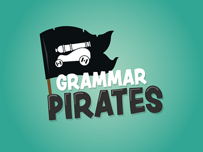 Grammar Pirates Logo alexa amazon app branding cannon children education flag logo pirate skill