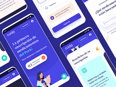 Cuida - Health website - Drug subscription android app app branding cards clean ecommerce health ios app minimal mobile ui ux website