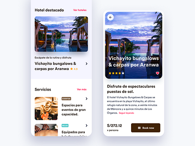Aranwa Hotel - Mobile Booking page android app app branding cards cards ui clean ecommerce hotel ios app minimal mobile ui ux website