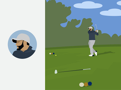 Golfer Avatar & Scene Design adobe illustrator avatar design golf graphic illustration pen tool profile scene ui vector vector art