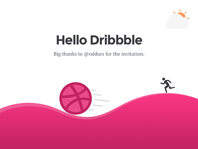 Hello Dribbble ball debut dribbble first shot hello running