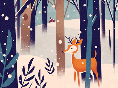 Winter Holiday Postcard animal card deer design illustration postcard winter holiday