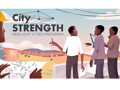 City Strength, World Bank program africa animation art architecture city design developing graphic graphic art housing illustration landscape illustration men people urban