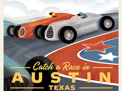 Austin Retro Travel Poster austin texas car design graphic graphic art illustration poster poster design race car race track retro poster travel travel poster vintage