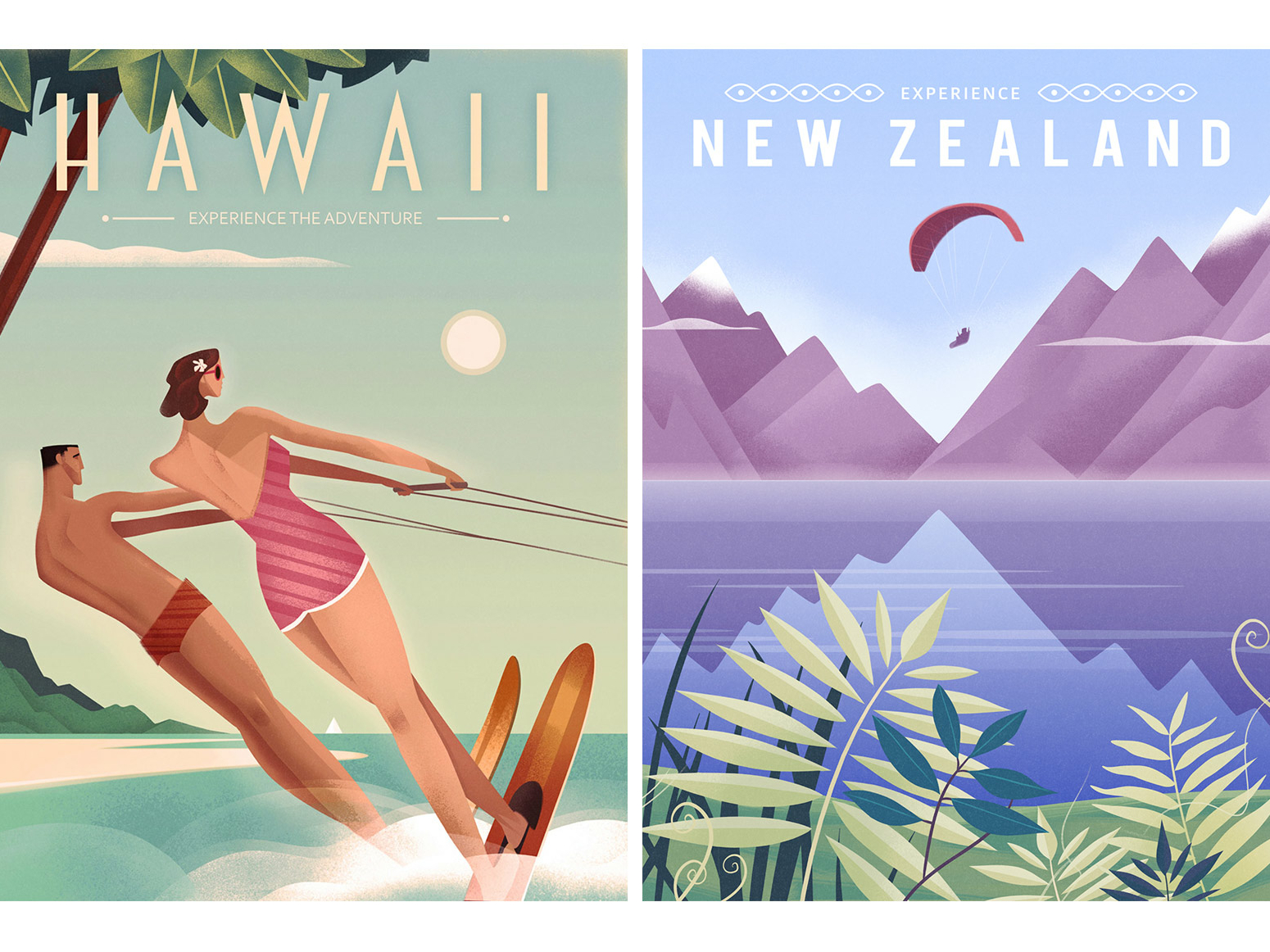 Retro graphic travel posters by Martin Wickstrom on Dribbble