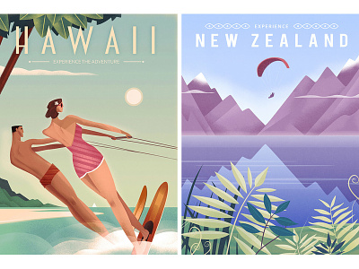 Retro graphic travel posters