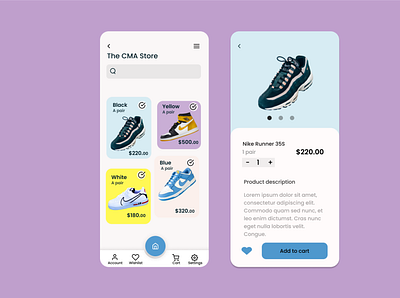 Shoe ordering app design ui ux