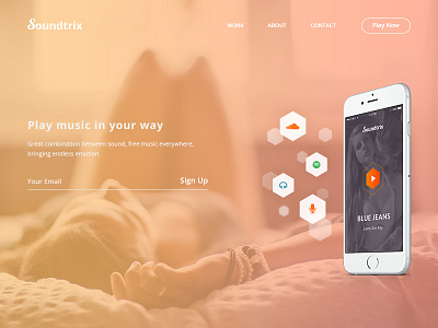 Landing Page - DailyUI #003 daily landing page mockup music sound soundtrix ui