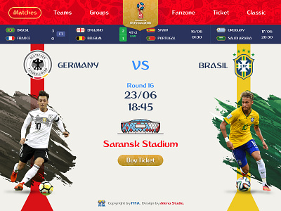 World Cup 2018 - UI Landing Page Concept brasil fifa football germany player russia soccer stadium ticket world cup worldcup2018