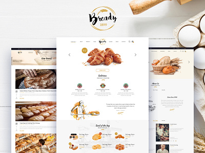 Bready 🥐🍞Bakery & Cake layout template for Shop 🥖🥨🌭🍕🥞🌮 bakery bread cup cake cupcake e commerce shop store template design web