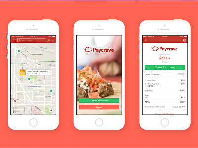 Paycrave App food truck ios app design location payment user experience user interface