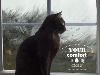 rain black cat comfort painting rain silence window
