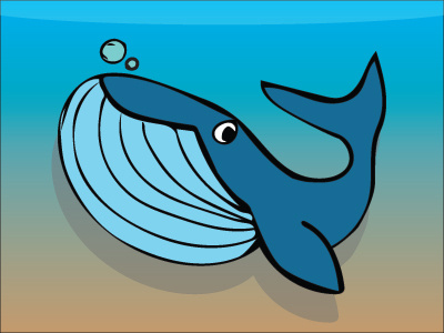Whale blue bubbles cartoon deep gradient mammal ocean sea water whale