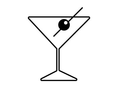 Shaken not stirred alchohol bar drink glass icon martini minimal olive