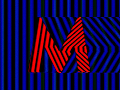 Suffering M abstract design glitch letter ntsc typogaphy