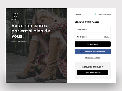 JEF Chaussures - Login redesign brand ecommerce fashion form input interface jef lille login screen shoes ui ui design ux ux design