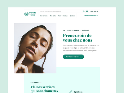 Beauté Valmy - Homepage 🌱 beauty beauty salon branding design green homepage ui website