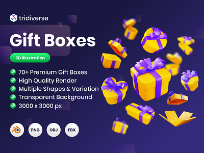 Gift Boxes - 3D Illustration gift collection illustration new years ui valentines