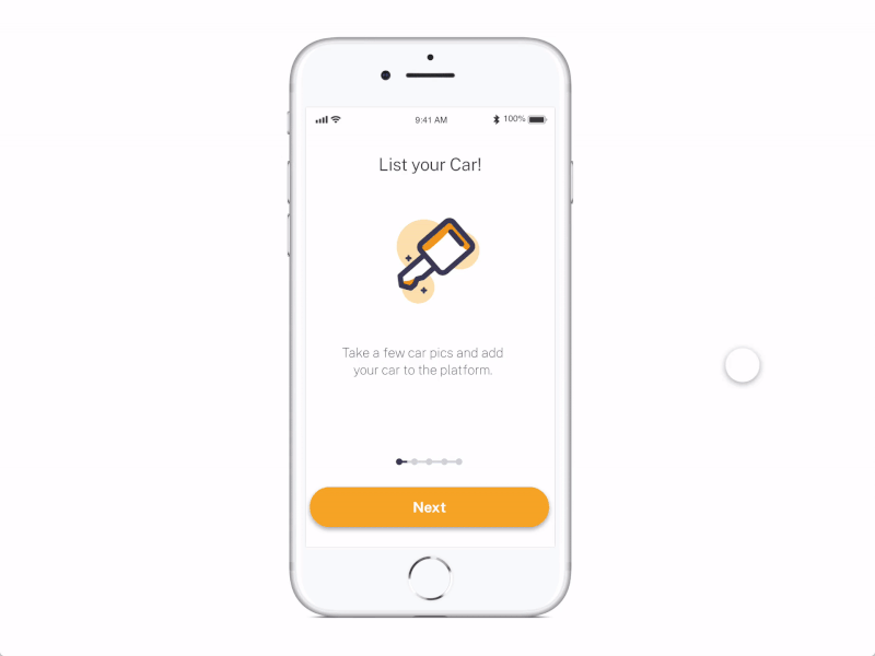 Onboarding snippet for car sharing app