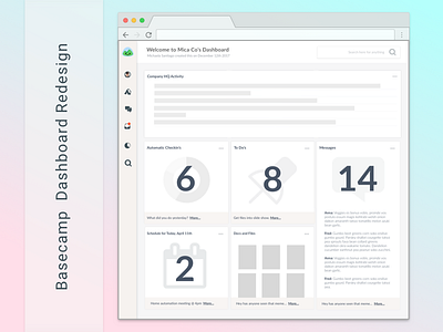 Basecamp Dashboard Concept basecamp dashboard redesign ux