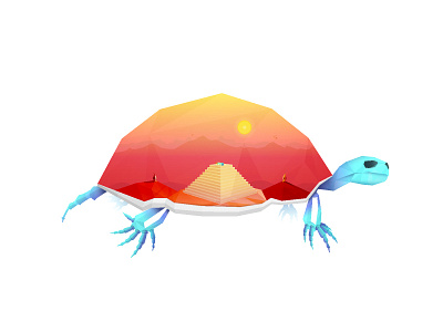 Ruby Ruins Crystal Turtle Artifact 2d bright color colors design drawing gradient graphic design illustration polyart turtle vector