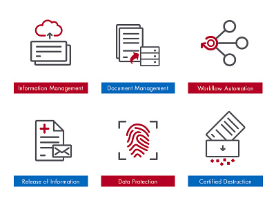 Corporate Core Service Icons corporate marks iconography icons identity information digital logos management cloud storage red and blue services website services