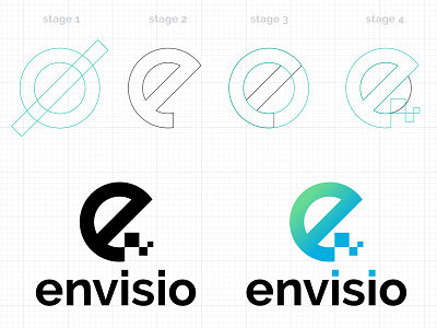 IT Company Mark Envisio brand design branding grid illustrator it development letter e logo mark logos ognen trpeski trpeski design vector