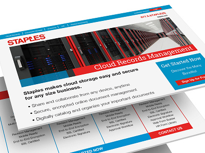 Cloud Records Management - Close Up cloud space digital design layout design ognen trpeski red and blue staples web design