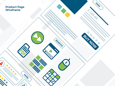 Product Web Page Wireframe basic content benefits flat art flat design illustrator more ognen trpeski open product page product web page vector wireframe