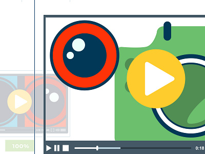 Video Player Vector Illustration camera lenses illustration illustrator ognen trpeski play button stop and pause trpeski design video player video screen shot