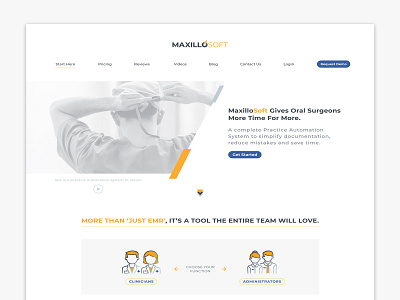 MaxilloSoft Homepage Header Section arrows automation data processing dentist designer digital design documentation iconography medical design ognen trpeski software surgeon technology trpeskidesign user experience user interface web concept web design website websites