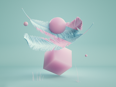 FEATHERSSS 3d abstract c4d feathers illustration minimal motiondesign octane pink popart render set