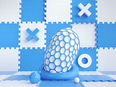 Playground 3d abstract blue c4d foam illustration minimal motiondesign octane puzzle render set