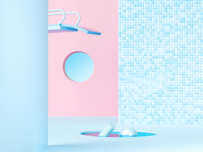 Fall Down 3d abstract c4d illustration minimal motiondesign octane pink popart render set