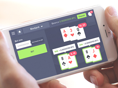 Bitcoin Blackjack Game app bitcoin blackjack cards casino design gambling game gaming iphone ui