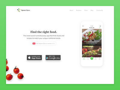 Spoon Guru - new website android app branding food guru ios kickpush spoon ui ux vegan website