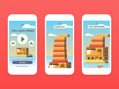 iOS game design - UI and illustration app blue design flat game illustration ios iphone red sketch ui ux