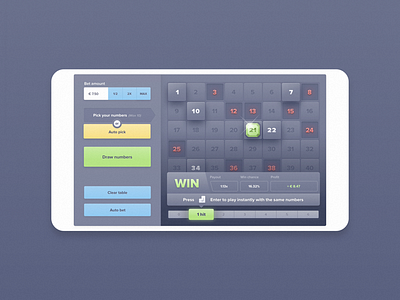 Responsive web game - Keno gambling app bet bitcoin casino gambling game gaming ios keno ui ux web