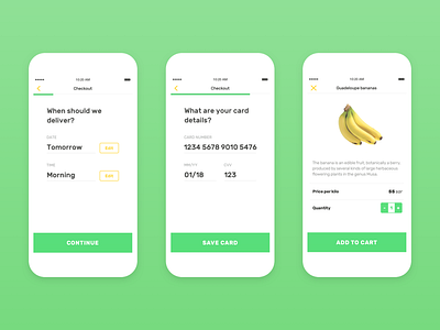 iOS app - UI Fruits and veggies eCommerce art branding character delivery food green illustration ios iphone shopping ui ux